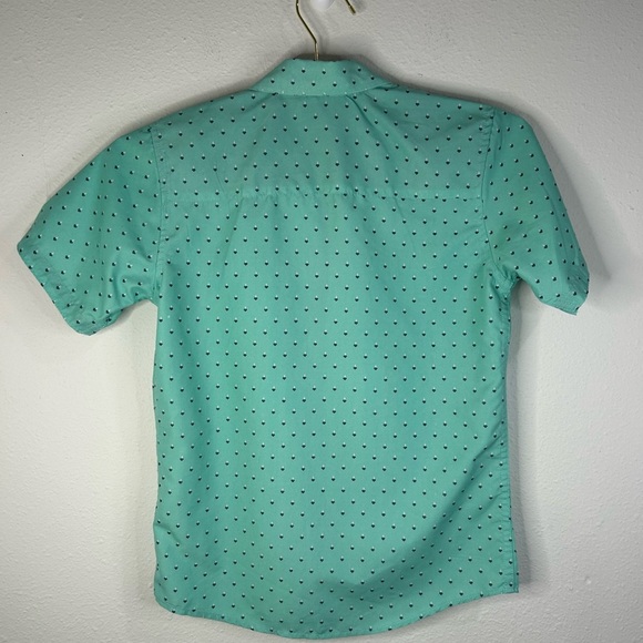 Craft + Flow Boys Size Small 8 Mint Green Short Sleeve Button Down Shirt Print - Picture 5 of 6